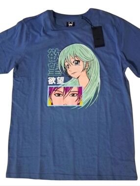 Men's WXYZ Anime Mandarin Graphic Multicolored Blue T-Shirt Size XL NWT